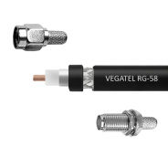 Кабельная сборка VEGATEL RG-58 A/U (ГОСТ, PVC, черный) (SMA-male - SMA-female)